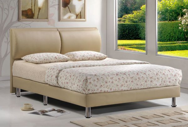 Beige bed frame